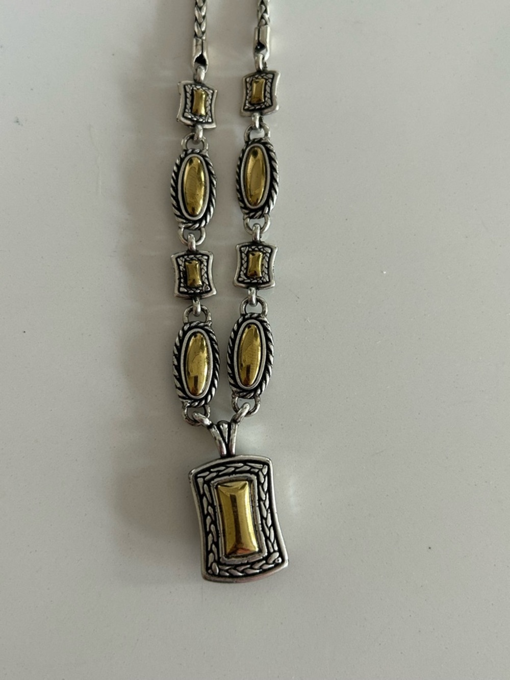 Vintage Brighton Two -Tone Necklace w/Matching Bracelet Gold & Silver Tone Oval